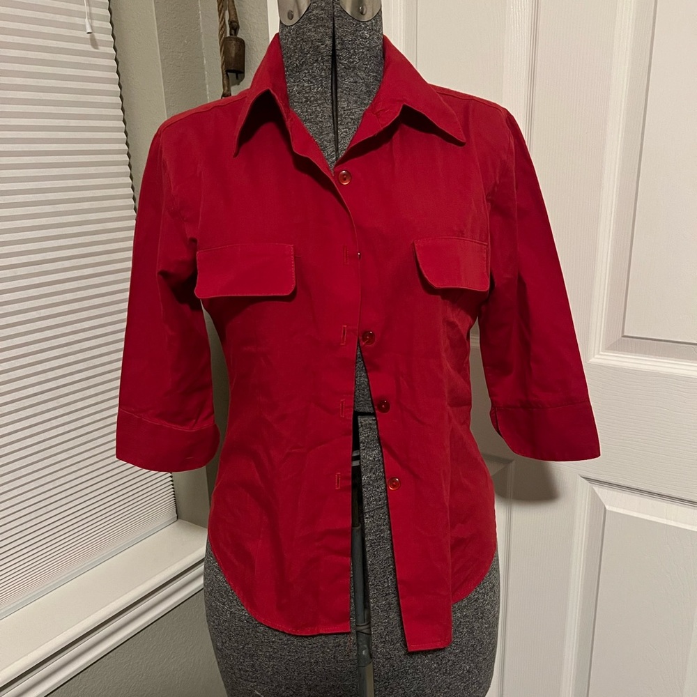 Vintage Younique Clothing Women Button Up Blouse Red Size M / Runs Smaller